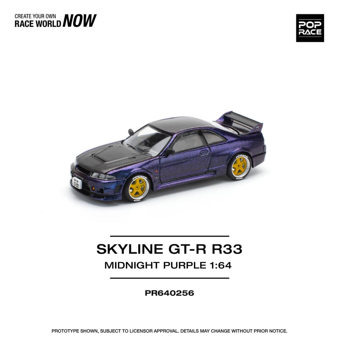 * PRE ORDER * POP RACE 1/64 SKYLINE GT-R R33 NISMO MIDNIGHT PURPLE PR640256