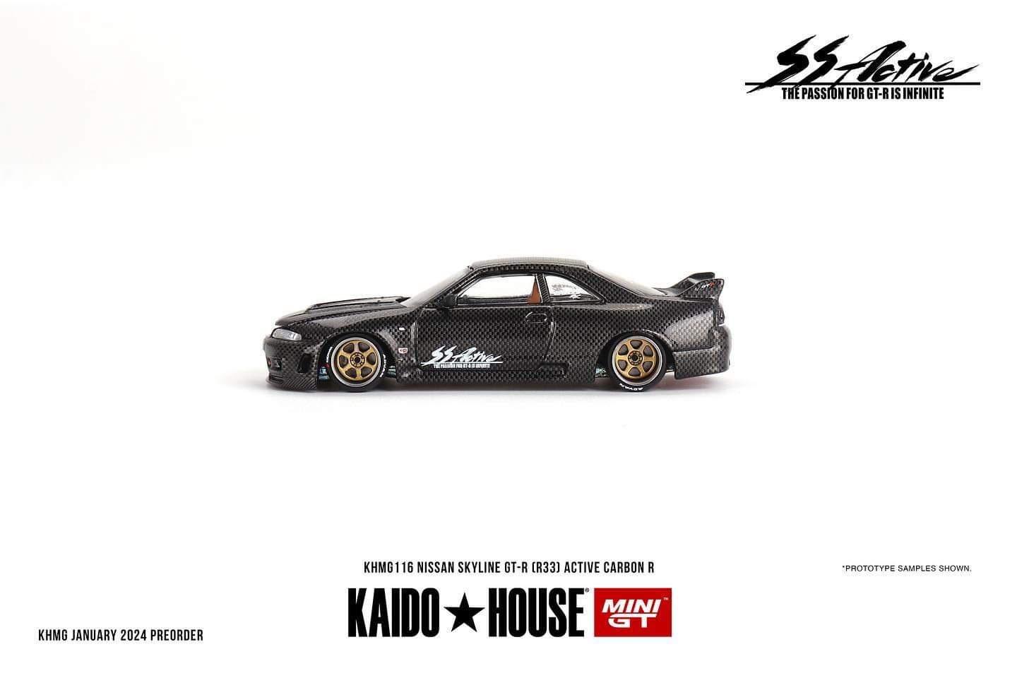 * PRE ORDER * [ Kaido House x MINI GT ] NISSAN SKYLINE GT-R (R33) ACTIVE CARBON R KHMG116