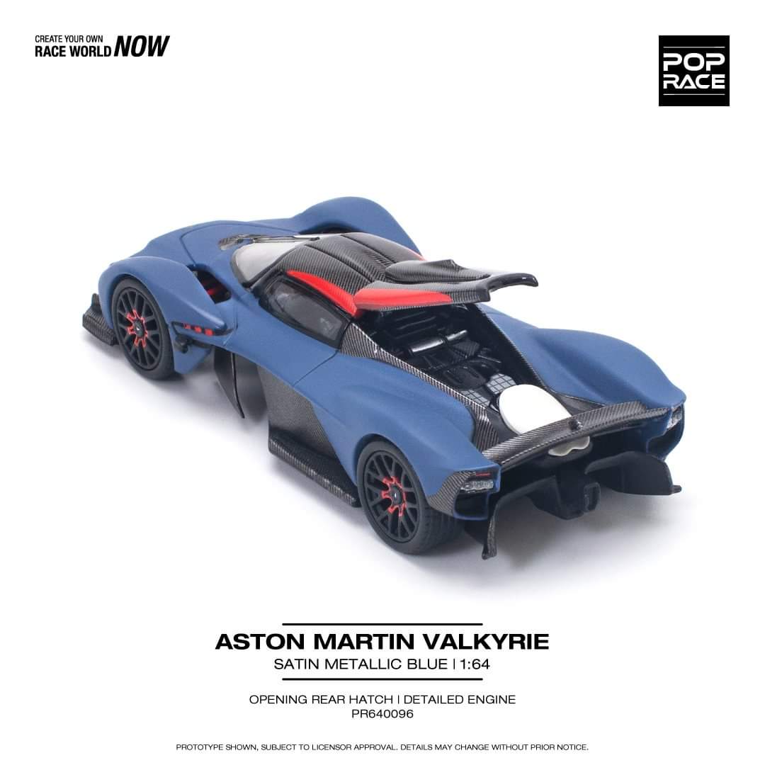 * PRE ORDER * POP RACE 1/64 ASTON MARTIN VALKYRIE SATIN MARINA BLUE PR640096