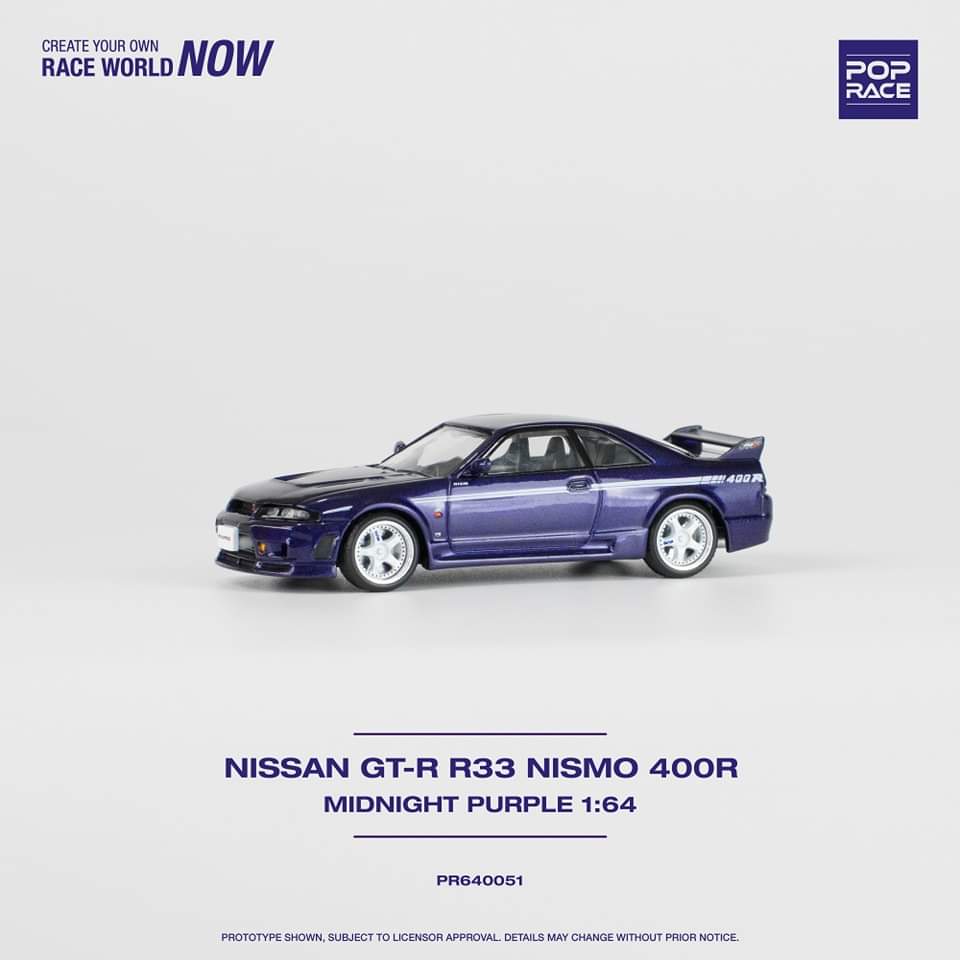 POP RACE 1/64 NISSAN SKYLINE GT-R R33 NISMO 400R MIDNIGHT PURPLE PR640051