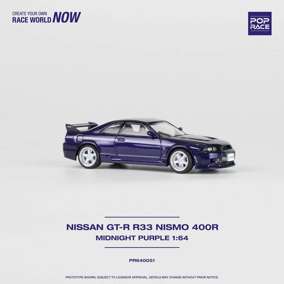 POP RACE 1/64 NISSAN SKYLINE GT-R R33 NISMO 400R MIDNIGHT PURPLE PR640051