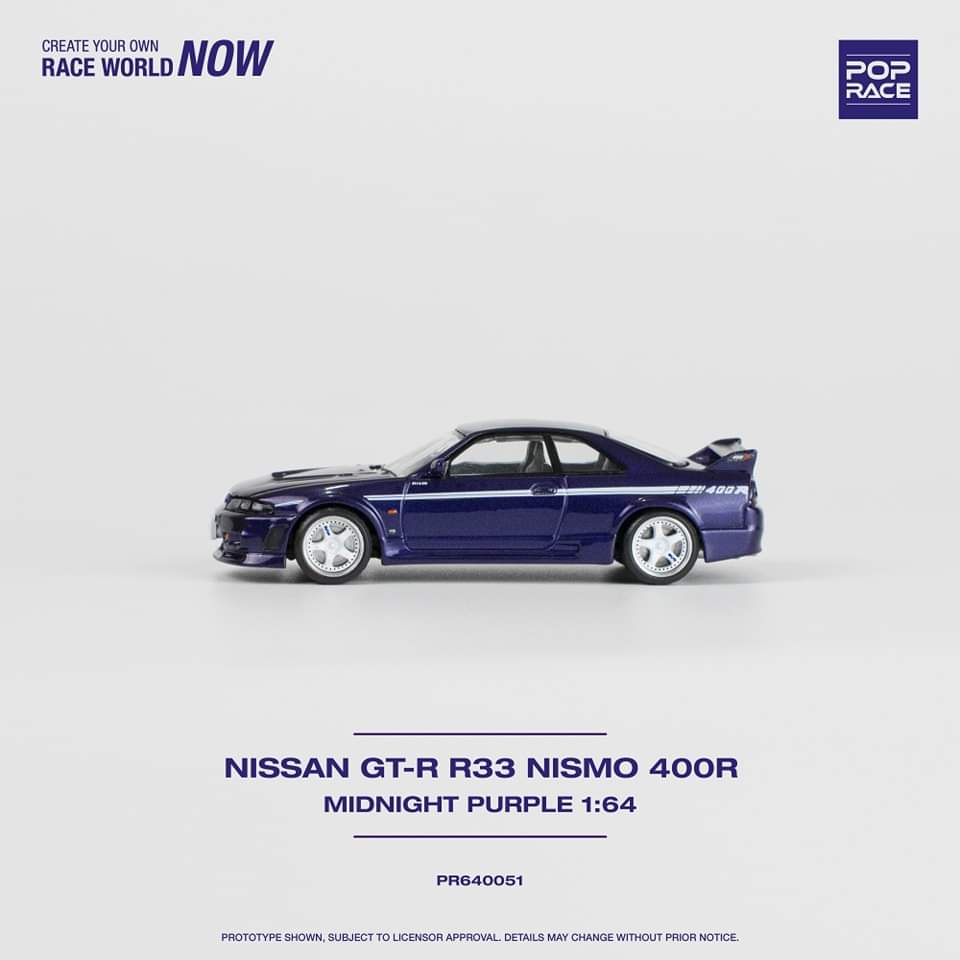 POP RACE 1/64 NISSAN SKYLINE GT-R R33 NISMO 400R MIDNIGHT PURPLE PR640051