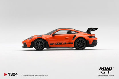 * PRE ORDER * MINI GT #1304 1/64 Porsche 911 (992) GT3 RS Weissach Package Gulf Orange (RHD)