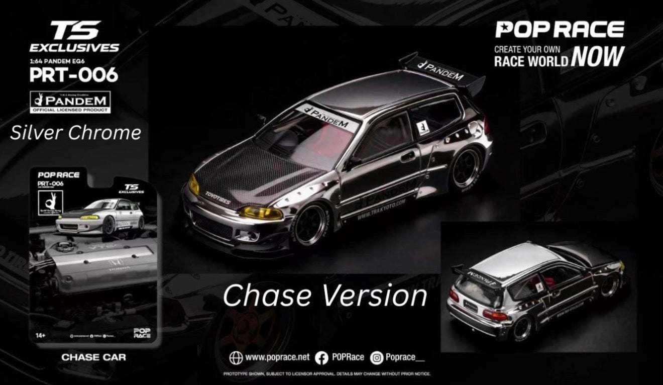 * PRE ORDER * POP RACE X TOKYO STATION 1/64 PANDEM EG6 SILVER CHROME - PRT006