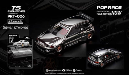 * PRE ORDER * POP RACE X TOKYO STATION 1/64 PANDEM EG6 SILVER CHROME - PRT006