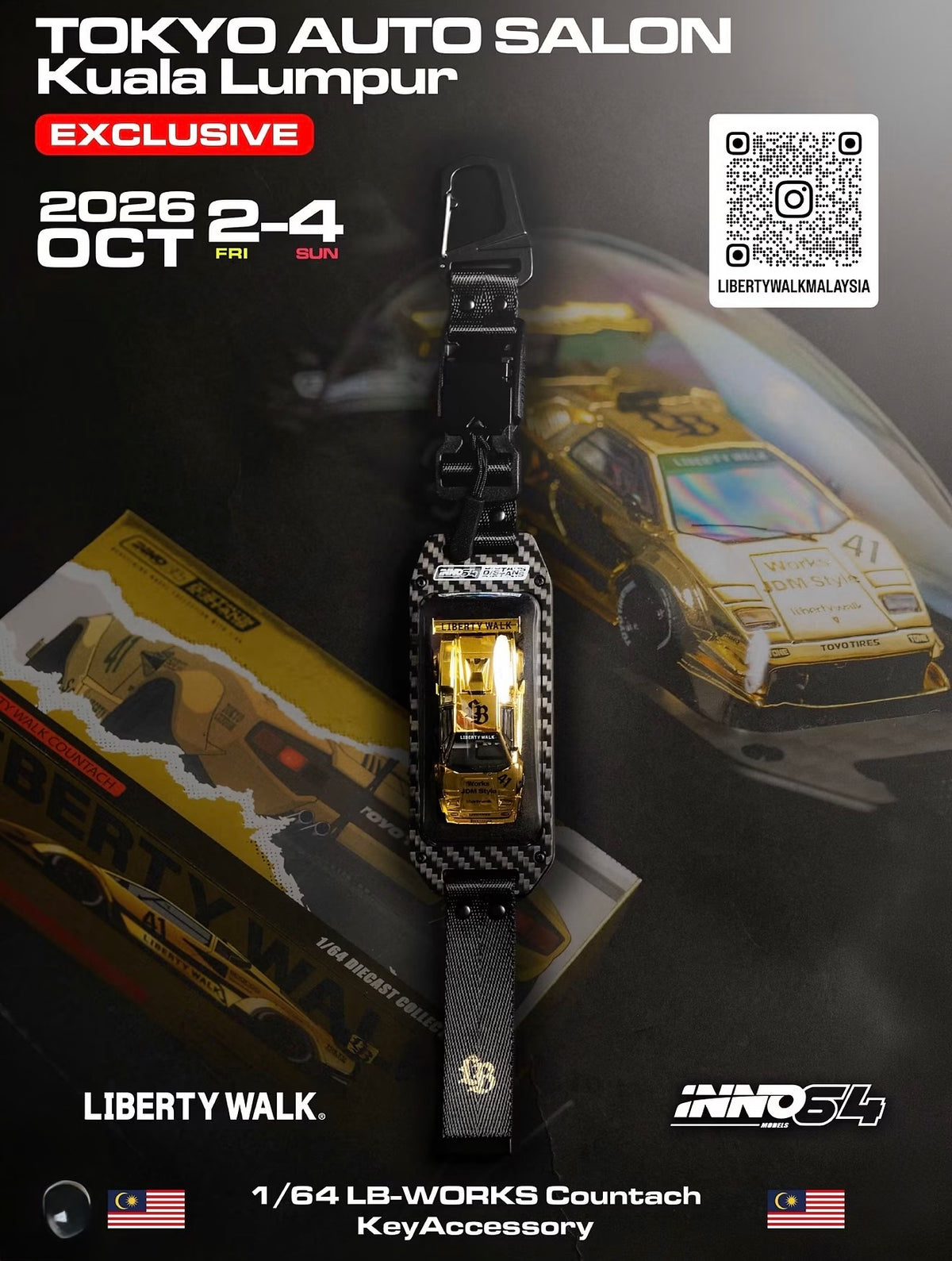 INNO64 1/64 LIBERTY WALK COUNTACH GOLD WITH DSTANS