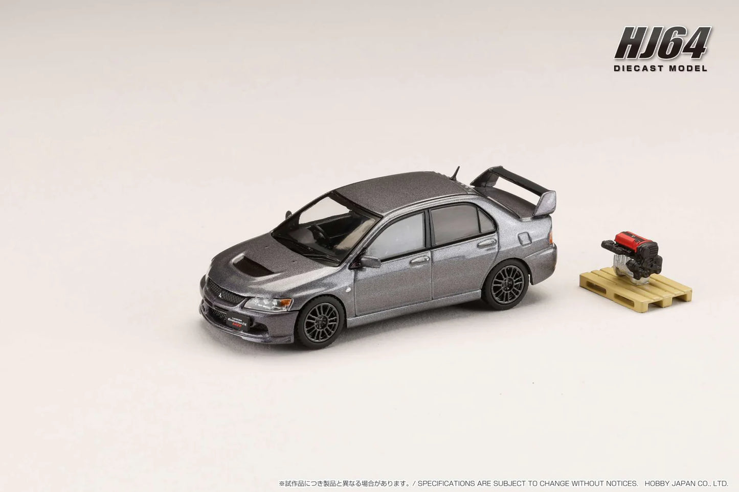 Hobby Japan 1/64 Mitsubishi Lancer GSR EVO 9 MR Gray Mica with Engine Display