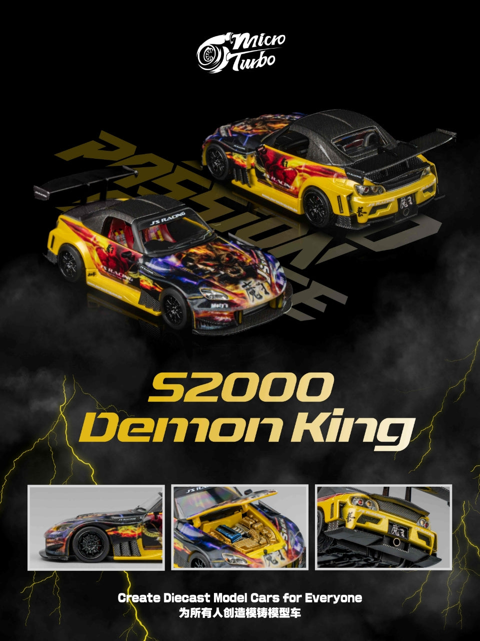 * PRE ORDER * Micro Turbo 1/64 Honda S2000 Demon King - MT6408A4
