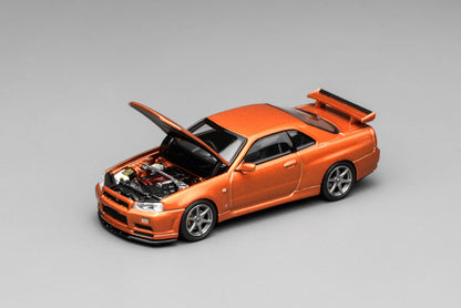 * PRE ORDER * MOTORHELIX 1/64 Nissan Skyline GT-R(R34) V-Spec ll Customised Metallic Orange M63471