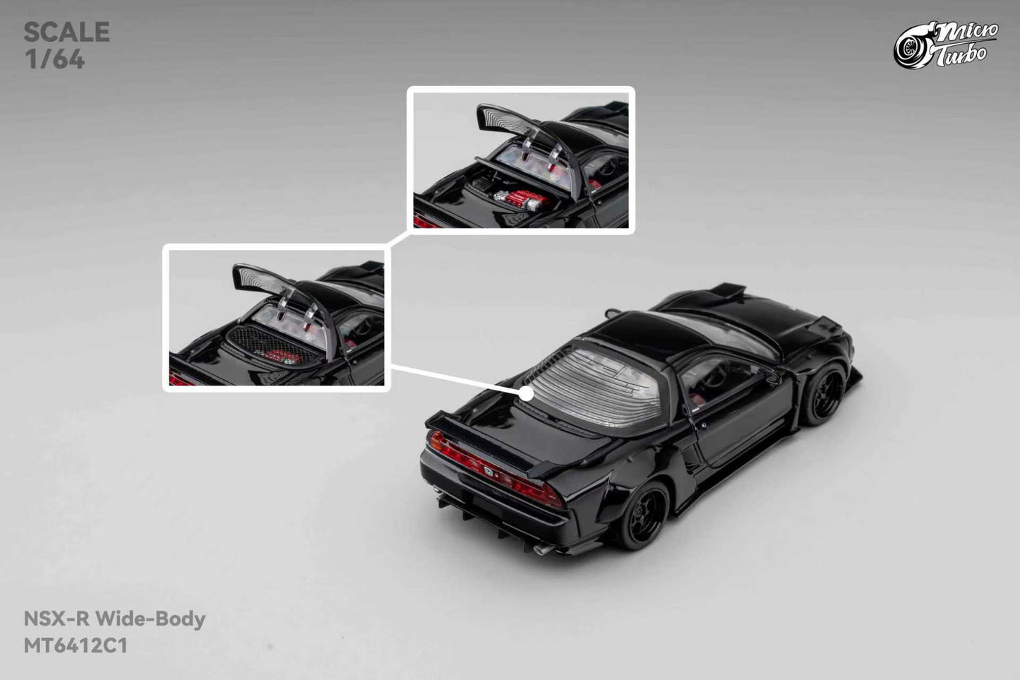 * PRE ORDER * Micro Turbo 1/64 Micro Turbo  1/64 NSX Wide Body Black Warrior METALLIC BLACK - MT6412C1