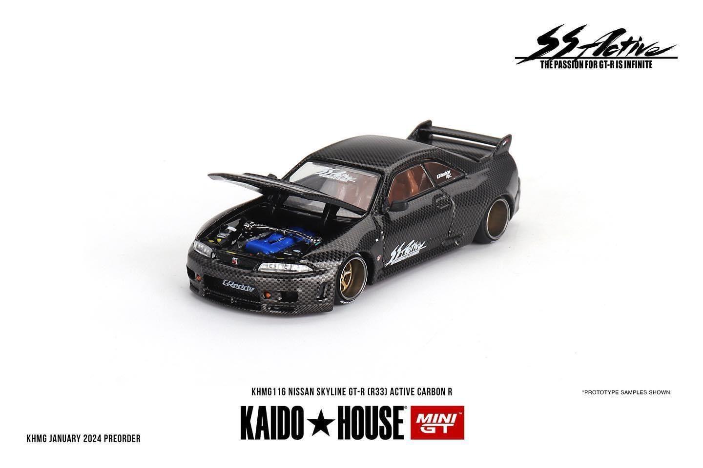 * PRE ORDER * [ Kaido House x MINI GT ] NISSAN SKYLINE GT-R (R33) ACTIVE CARBON R KHMG116
