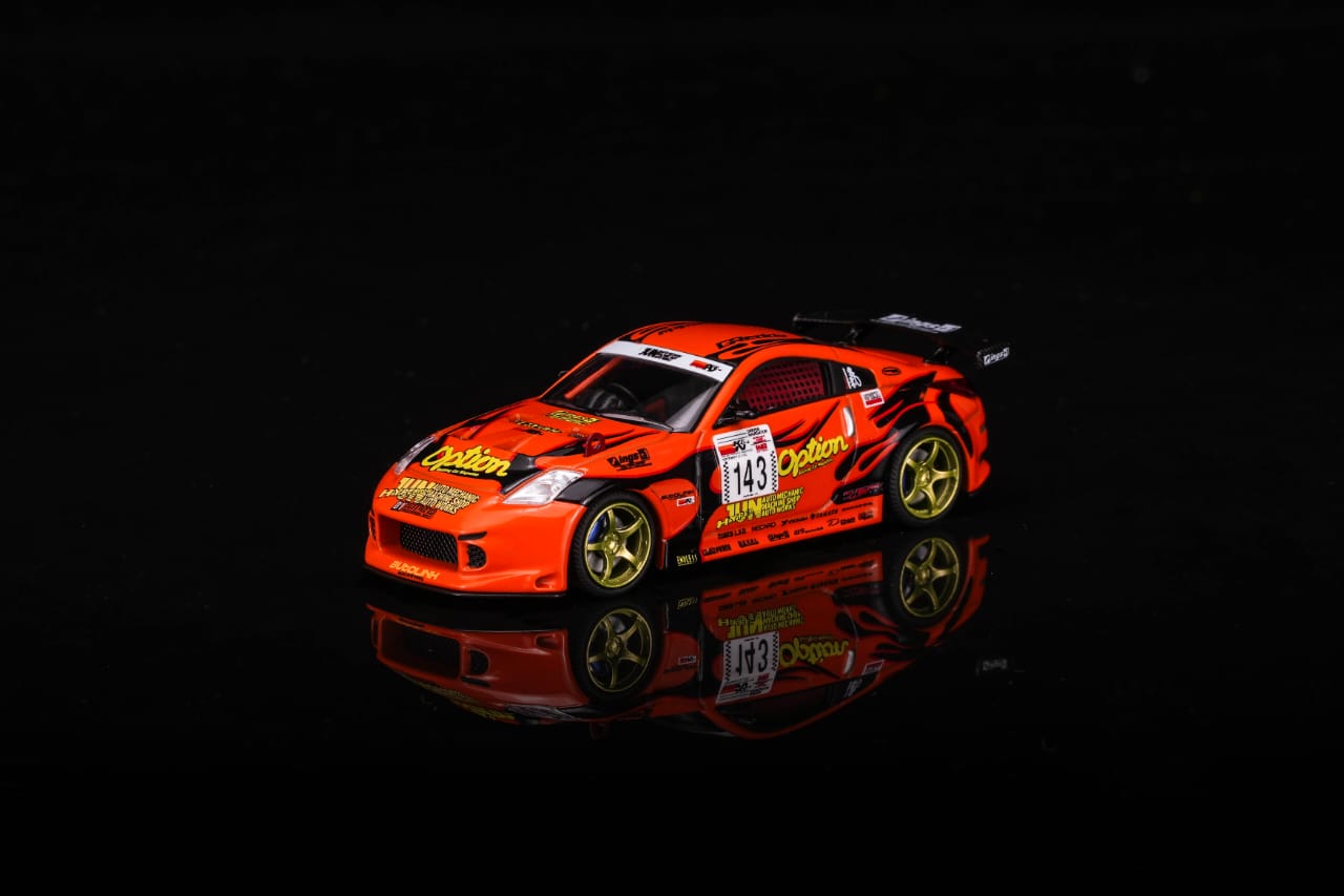 * PRE ORDER * MOTORHELIX × Mr.Hiro × Option 1/64 Nissan Fairlady Z，"Option Stream Z" ‘02（Z33) M63851 Orange