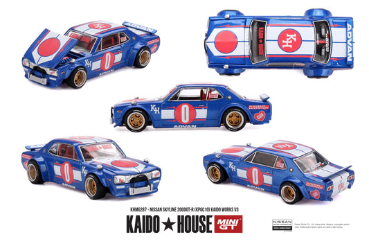 * PRE ORDER * [ Kaido House x MINI GT ] 1/64 Nissan Skyline 2000GT-R (KPGC10) Kaido Works V3 KHMG287