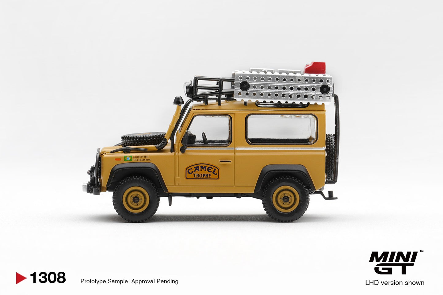 * PRE ORDER * MINI GT #1308 1/64 Land Rover Defender 90 1985 Camel Trophy Borneo Team Brazil (LHD)
