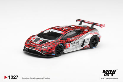 * PRE ORDER * MINI GT #1327 1/64 Lamborghini Huracan GT3 EVO2 #9 Pfaff Motorsports 2025 IMSA WeatherTech GTD Pro (LHD)