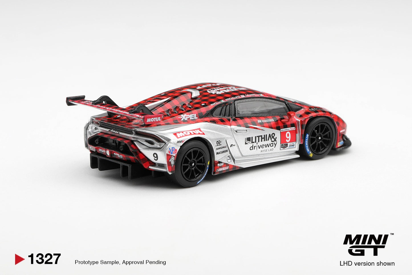 * PRE ORDER * MINI GT #1327 1/64 Lamborghini Huracan GT3 EVO2 #9 Pfaff Motorsports 2025 IMSA WeatherTech GTD Pro (LHD)