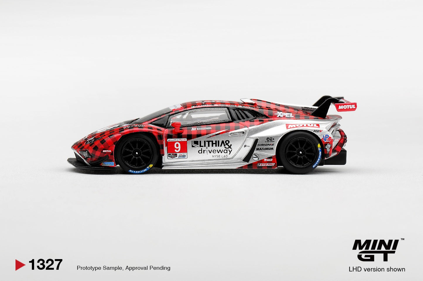 * PRE ORDER * MINI GT #1327 1/64 Lamborghini Huracan GT3 EVO2 #9 Pfaff Motorsports 2025 IMSA WeatherTech GTD Pro (LHD)