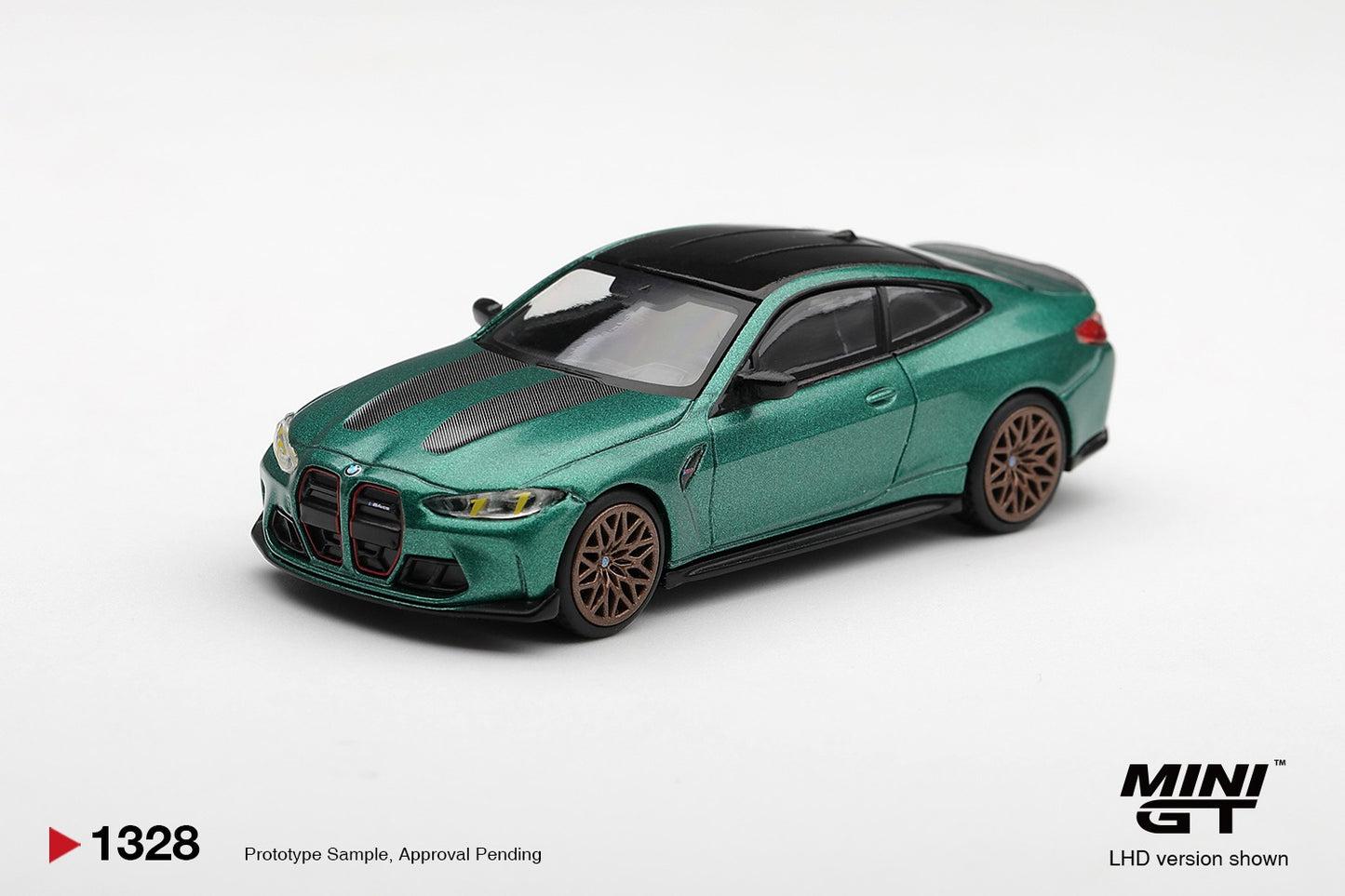 * PRE ORDER * MINI GT #1328 1/64 BMW M4 CS Frozen Isle of Man Green Metallic (RHD)