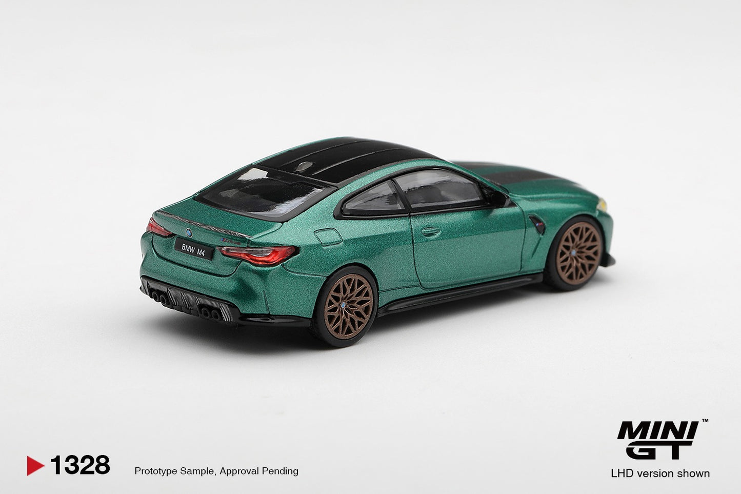 * PRE ORDER * MINI GT #1328 1/64 BMW M4 CS Frozen Isle of Man Green Metallic (RHD)