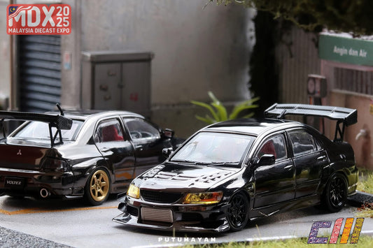 CM MODEL 1/64 MITSUBISHI EVOLUTION IX VOLTEX BLACK CHROME MALAYSIA DIECAST EXPO EXCLUSIVE