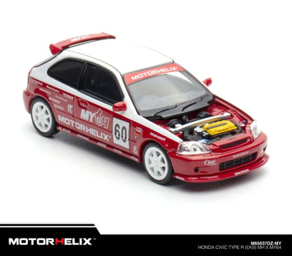 MOTORHELIX 1/64 HONDA CIVIC TYPE R EK9 TMCS SET | THE MODEL CAR SHOW 2025 TMCS