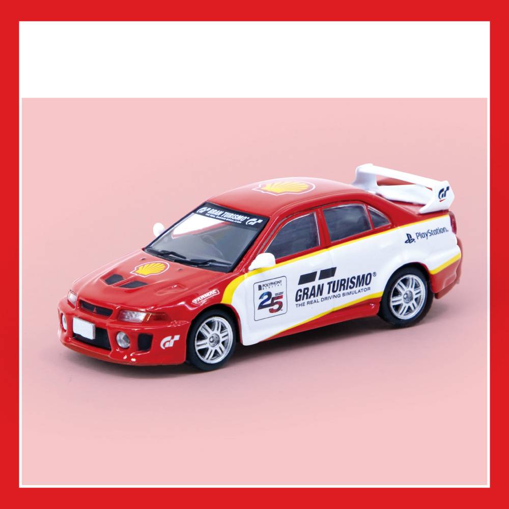 TARMAC WORKS X SHELL X GRAN TURISMO 7 1/64 JDM COLLECTION - Mitsubishi Lancer Evolution V GSR'98
