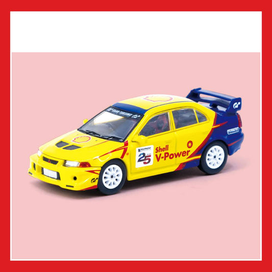 TARMAC WORKS X SHELL X GRAN TURISMO 7 1/64 JDM COLLECTION - Mitsubishi Lancer Evolution VI GSR TM Edition '99