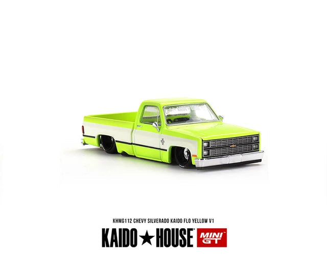 [ Kaido House x MINI GT ] 1/64 Chevrolet Silverado KAIDO (Flo Yellow) V1 KHMG112