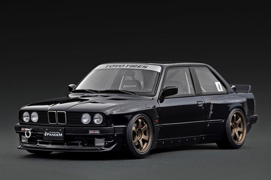IGNITION MODEL 1/18 IG3718 PANDEM E30 BLACK WITH TE37