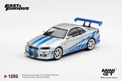 * PRE ORDER * MINI GT X FAST & FURIOUS #1252  Nissan Skyline GT-R C-West "2 Fast 2 Furious" Brian O'Conner (RHD)