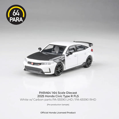 PARA 64 1/64 2025 Honda Civic Type R FL5 White W/ Cabon Parts LHD PA-55590