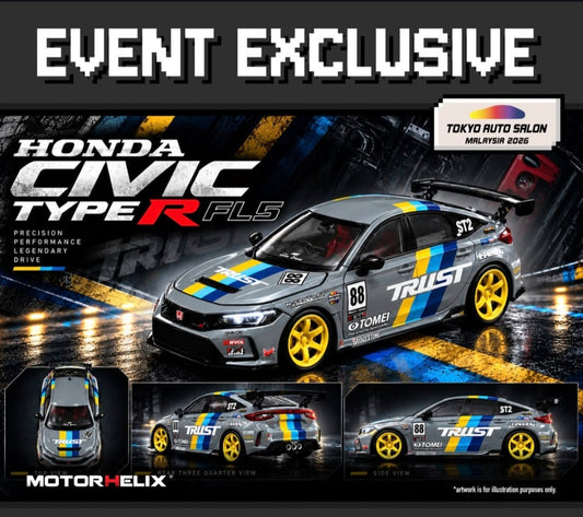 MOTORHELIX 1/64 HONDA CIVIC TYPE R FL5 “ TRUST LIVERY “ | TOKYO AUTO SALON MALAYSIA 2026