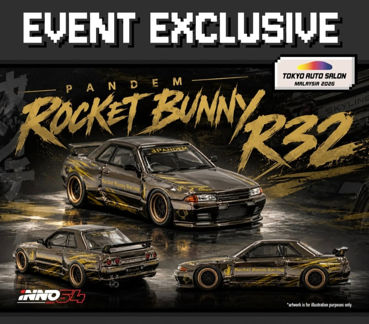 INNO64 1/64 PANDEM ROCKET BUNNY R32 | TOKYO AUTO SALON MALAYSIA 2026