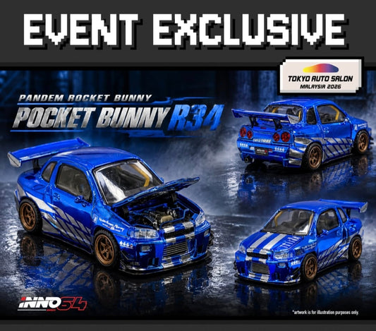 INNO64 1/64 PANDEM ROCKET BUNNY R34 TOON | TOKYO AUTO SALON MALAYSIA 2026