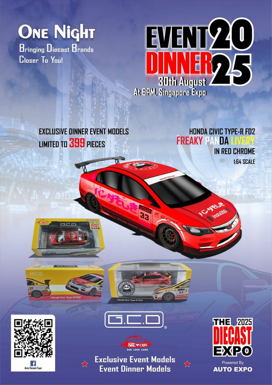 GCD 1/64 Honda Civic Type R FD2 FREAKY Panda Livery - DINNER EXCLUSIVE | The Diecast Expo 2025