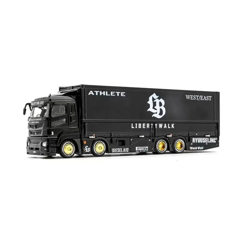 GCD 1/64 Liberty Walk LB-Trucks Mitsubishi Fuso Super Great Transporter Athlete - Black KS-073-302