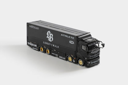 GCD 1/64 Liberty Walk LB-Trucks Mitsubishi Fuso Super Great Transporter Athlete - Black KS-073-302