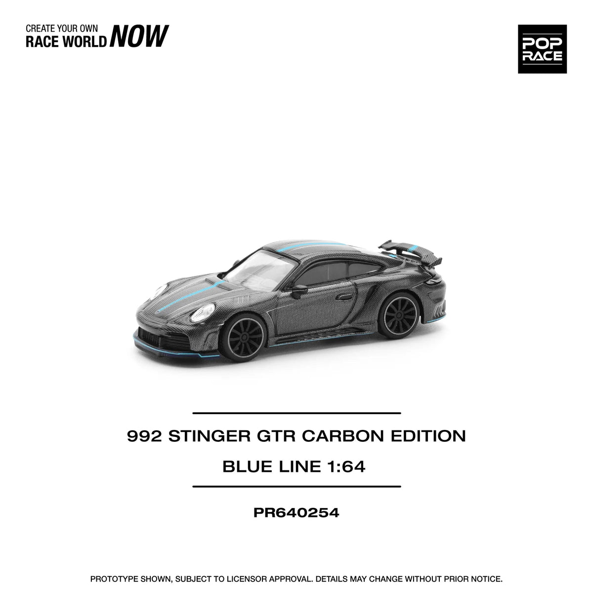POP RACE 1/64 992 STINGER GTR CARBON EDITION / BLUE LINE PR640254