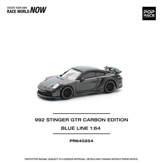POP RACE 1/64 992 STINGER GTR CARBON EDITION / BLUE LINE PR640254
