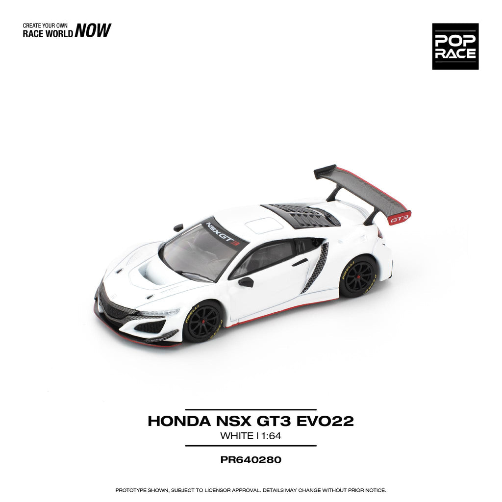 POP RACE 1/64 HONDA NSX GT3 EVO22 WHITE PR640280