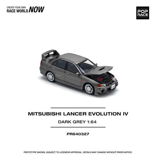 POP RACE 1/64 MITSUBISHI LANCER EVOLUTION IV DARK GREY PR640327