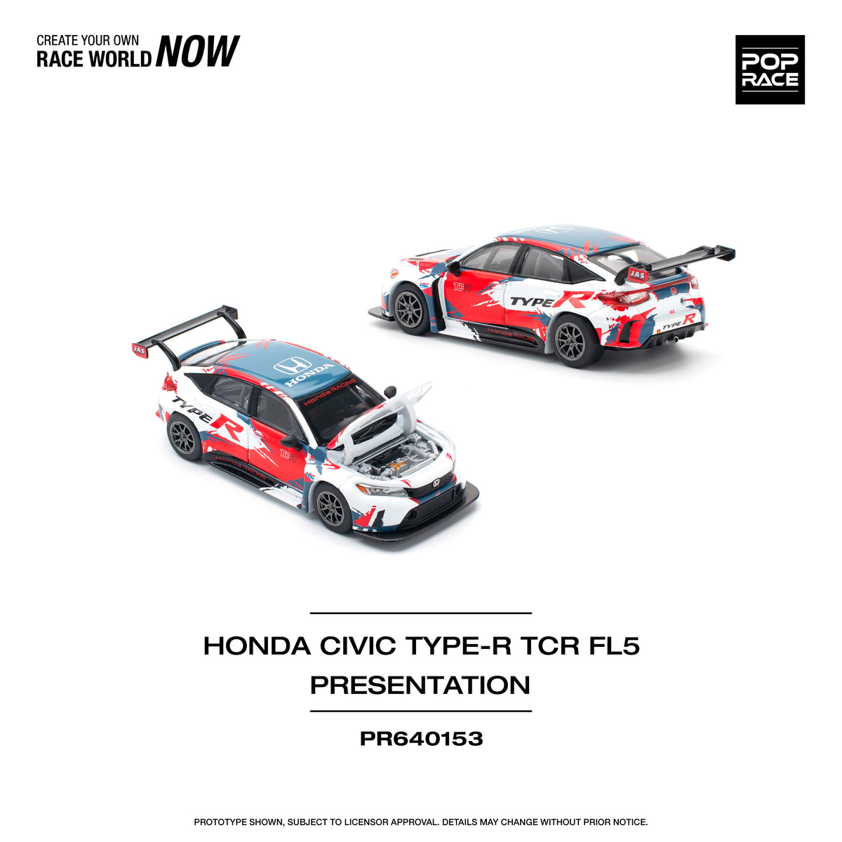 POP RACE 1/64 HONDA CIVIC TYPE R TCR PRESENTATION PR640153