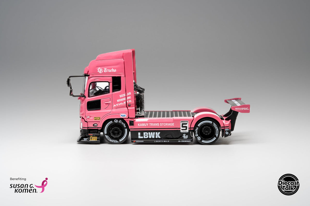* PRE ORDER * DiecastTalk x Leen Customs x GCD 1:64 LBWK UD Quon LB Trucks Pink with Pin Charity