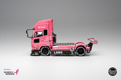 * PRE ORDER * DiecastTalk x Leen Customs x GCD 1:64 LBWK UD Quon LB Trucks Pink with Pin Charity