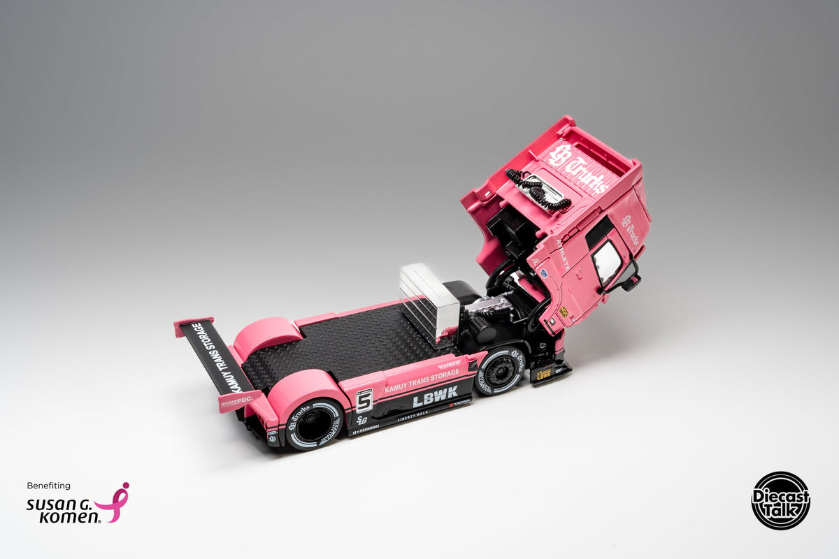 * PRE ORDER * DiecastTalk x Leen Customs x GCD 1:64 LBWK UD Quon LB Trucks Pink with Pin Charity