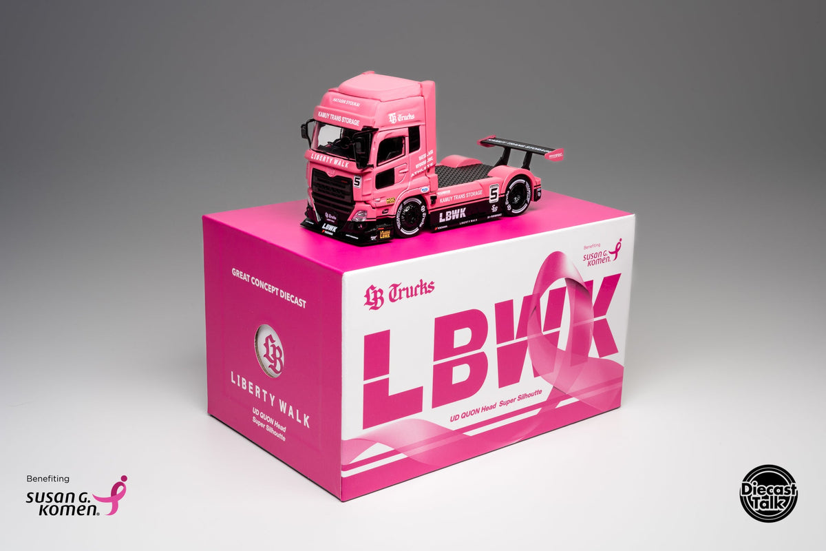 * PRE ORDER * DiecastTalk x Leen Customs x GCD 1:64 LBWK UD Quon LB Trucks Pink with Pin Charity