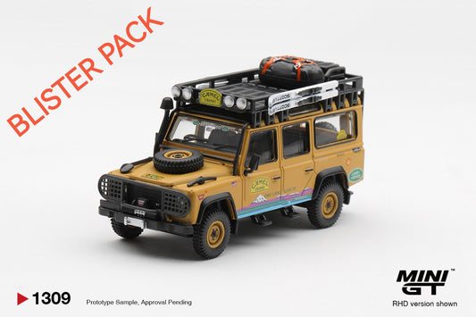 * PRE ORDER * MINI GT #1309 1/64 Land Rover Defender 110 1998 Camel Trophy Tierra del Fuego CT.10 USA (RHD) * BLISTER PACK *