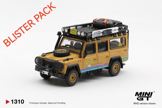 * PRE ORDER * MINI GT #1310 1/64 Land Rover Defender 110 1998 Camel Trophy Tierra del Fuego CT.36 Romania (RHD) * BLISTER PACK *