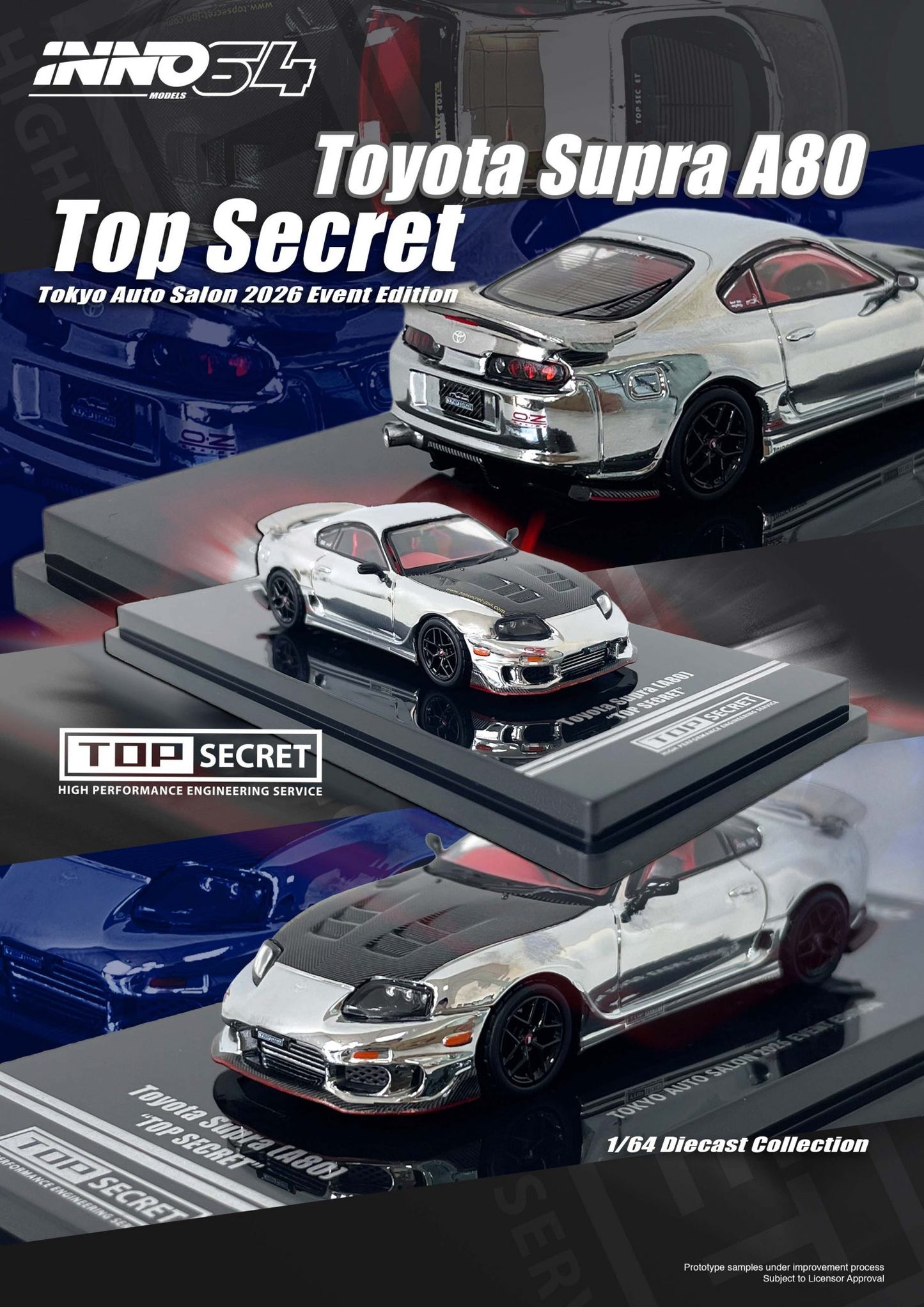 TAS26 INNO64 TOYOTA A80 TOP SECRET CHROME SILVER