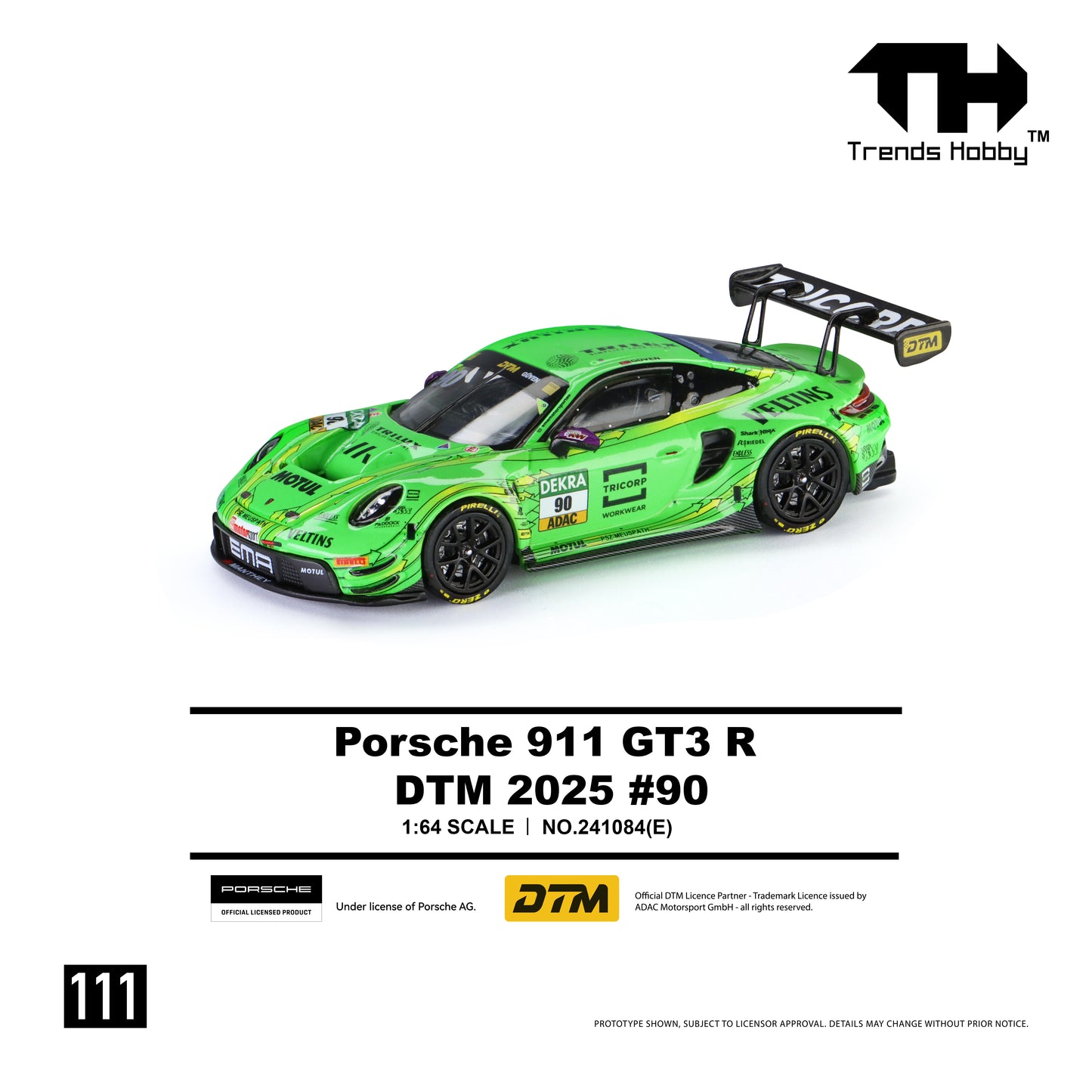 * PRE ORDER * Trends Hobby 1/64 Porsche 911 (992) GT3 R DTM 2025 Green #90